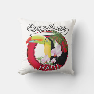Explore Haiti logo travel patch. Cushion