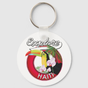Explore Haiti logo travel patch. Key Ring