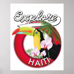 Explore Haiti logo travel patch. Poster