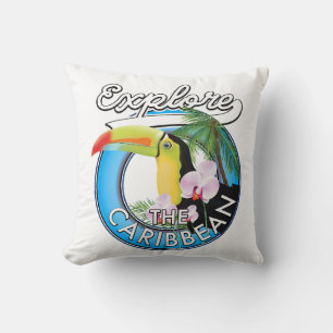 Explore Haiti logo travel patch. Throw Pillow