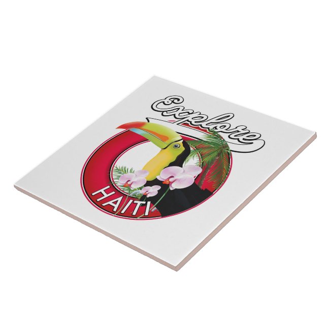 Explore Haiti logo travel patch. Tile (Side)