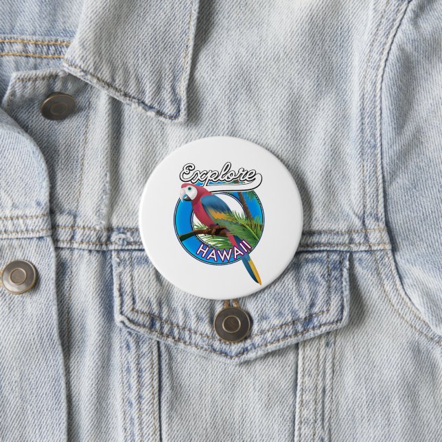 Explore Hawaii retro logo 7.5 Cm Round Badge (In Situ)