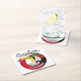 Explore Hawaii retro logo Ceramic Tile Beverage Co Square Paper Coaster