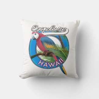 Explore Hawaii retro logo Cushion