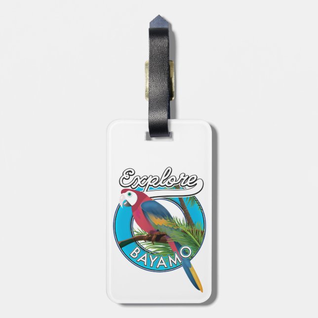 Explore Hawaii retro logo Luggage Tag (Back Vertical)
