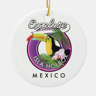 explore Isla Holbox beach mexico travel patch Coff Ceramic Tree Decoration