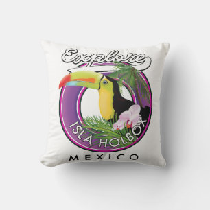 explore Isla Holbox beach mexico travel patch Cushion