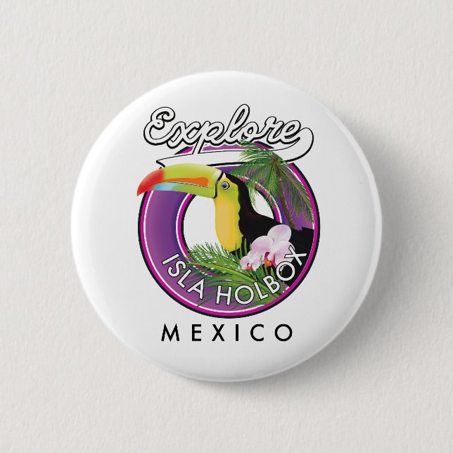 explore Isla Holbox beach mexico travel patch Post 6 Cm Round Badge (Front)