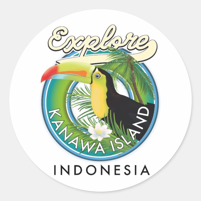 explore kanawa island indonesia photo print classic round sticker (Front)