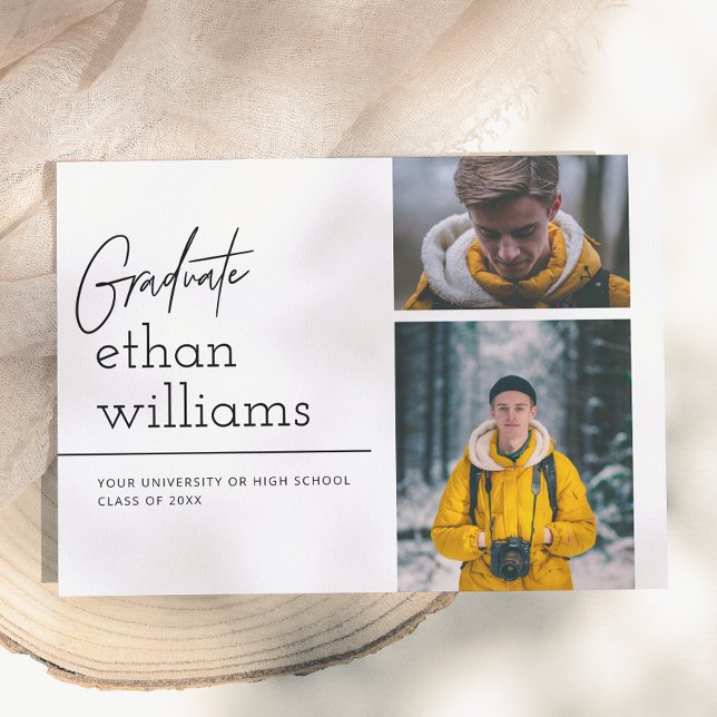 Explore | Modern 2 Photos Graduation Announcement (Creator Uploaded)