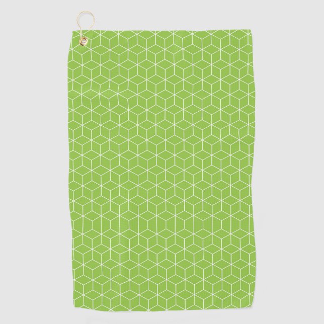 Explore Modern Optical Illusions with Cube Pattern Golf Towel (Front)