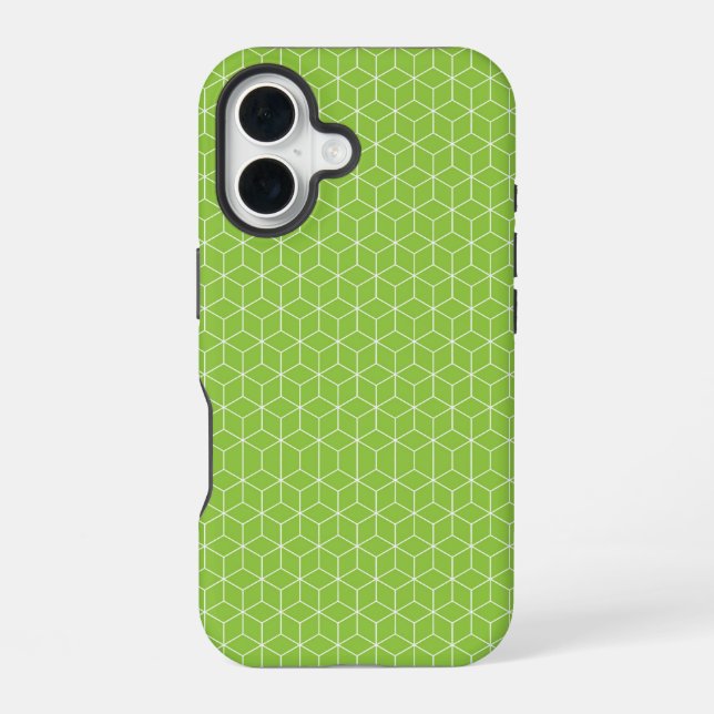 Explore Modern Optical Illusions with Cube Pattern iPhone 16 Case (Back)