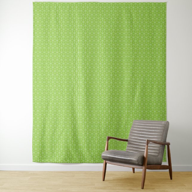Explore Modern Optical Illusions with Cube Pattern Tapestry (In Situ)