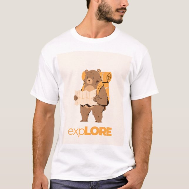 Explore More | Cute Hiking Bear Adventure T-Shirt (Front)