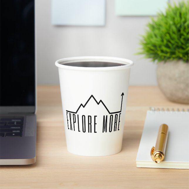 Explore More Minimalist Mountain Paper Cups 9oz (Insitu)
