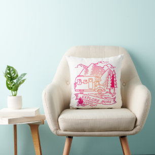Explore More Pink Camper Van Mountain Nature Lover Cushion