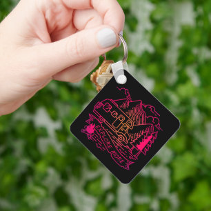 Explore More Pink Camper Van Mountain Nature Lover Key Ring