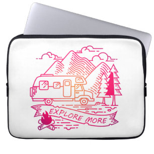 Explore More Pink Camper Van Mountain Nature Lover Laptop Sleeve