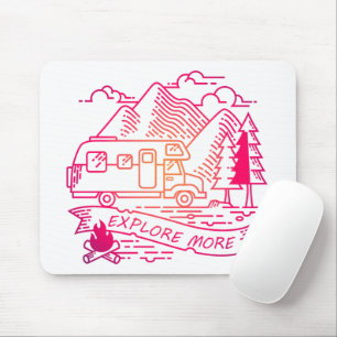 Explore More Pink Camper Van Mountain Nature Lover Mouse Mat
