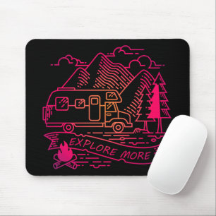 Explore More Pink Camper Van Mountain Nature Lover Mouse Mat