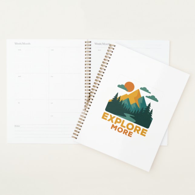 Explore More – Retro Mountain & Forest Adventure Planner (Display)