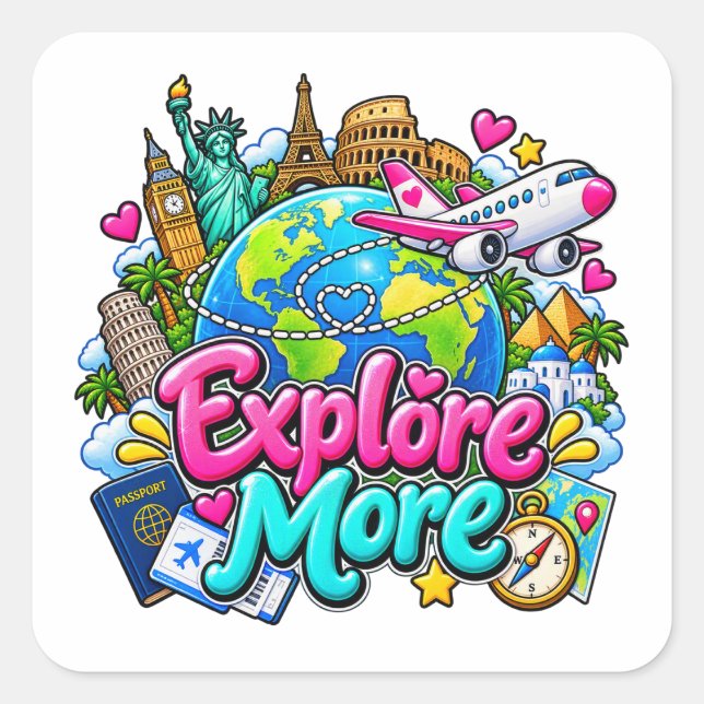Explore More Travel Adventure Square Sticker (Front)