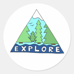 Explore Nature Outdoors Wilderness Mountains Classic Round Sticker