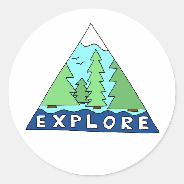 Explore Nature Outdoors Wilderness Mountains Classic Round Sticker (Front)