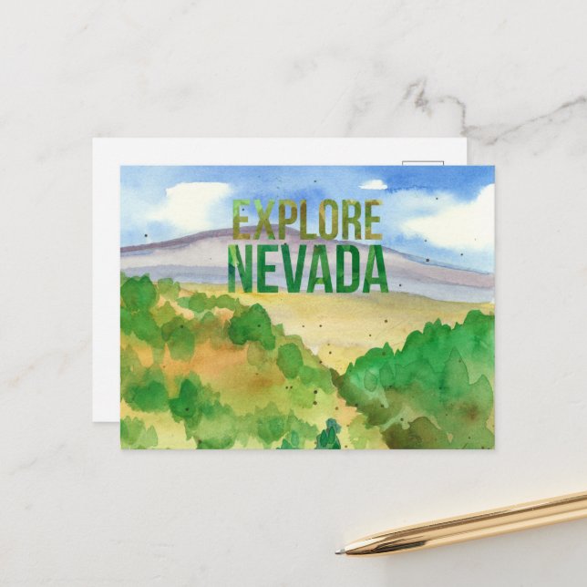 Explore Nevada Desert Landscape Purple Mountain  Postcard (Front/Back In Situ)