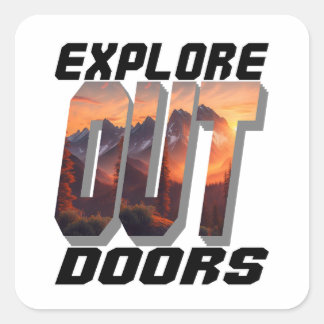 EXPLORE OUT DOORS SQUARE STICKER