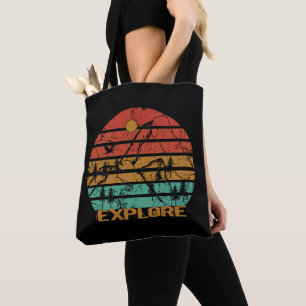 Explore outdoor vintage tote bag