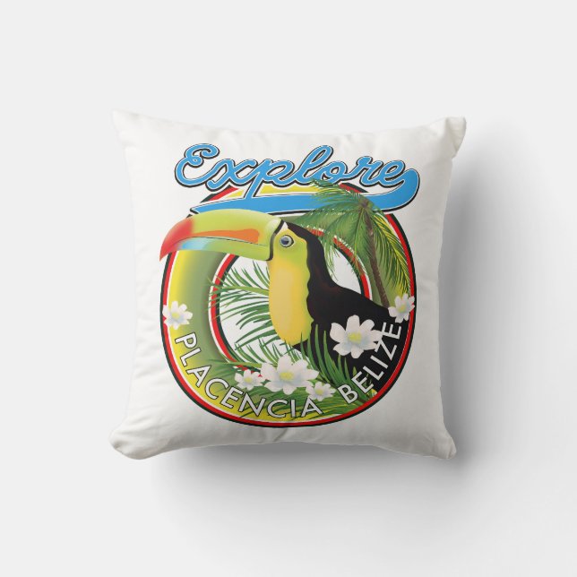 Explore Placencia Belise travel logo Cushion (Front)
