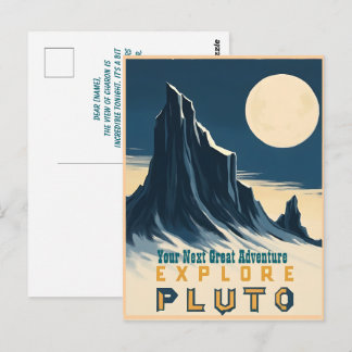 Explore Pluto Vintage Travel Poster - Retro Space Postcard