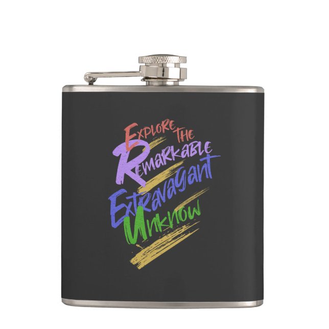 Explore Remarkable Extravagant Unknown Quote  Hip Flask (Front)