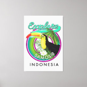 explore Samosir indonesia travel logo Canvas Print
