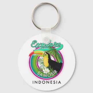 explore Samosir indonesia travel logo Key Ring