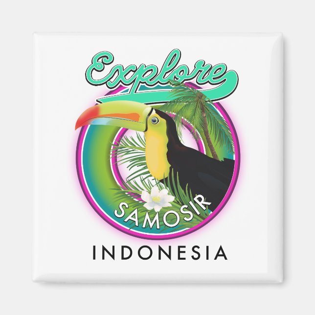 explore Samosir indonesia travel logo Magnet (Front)