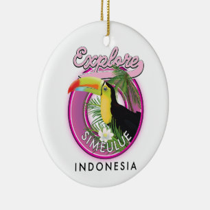 Explore Simeulue Indonesia logo. Ceramic Tree Decoration