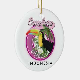 Explore Simeulue Indonesia logo. Ceramic Tree Decoration