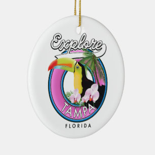 Explore Tampa Florida retro logo Coffee Mug Ceramic Tree Decoration