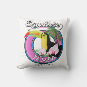 Explore Tampa Florida retro logo Cushion