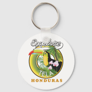 Explore Tela Honduras travel logo Key Ring