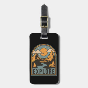Explore text design luggage tag