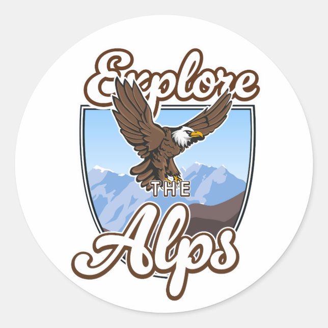 Explore the Alps  Classic Round Sticker (Front)
