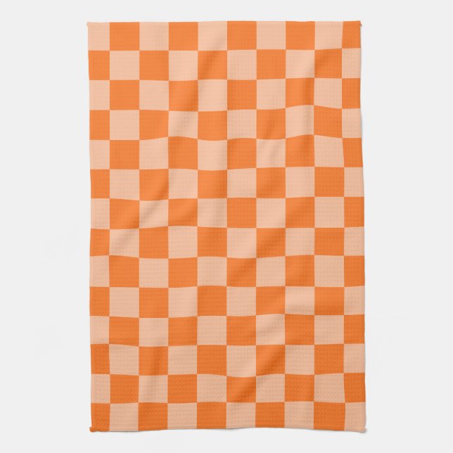 Explore the Beauty of Orange Chequerboard Tea Towel (Vertical)