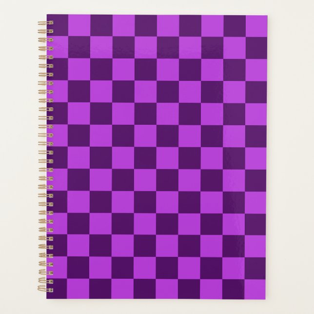  Explore the Boldness of Purple Chequerboard  Planner (Front)