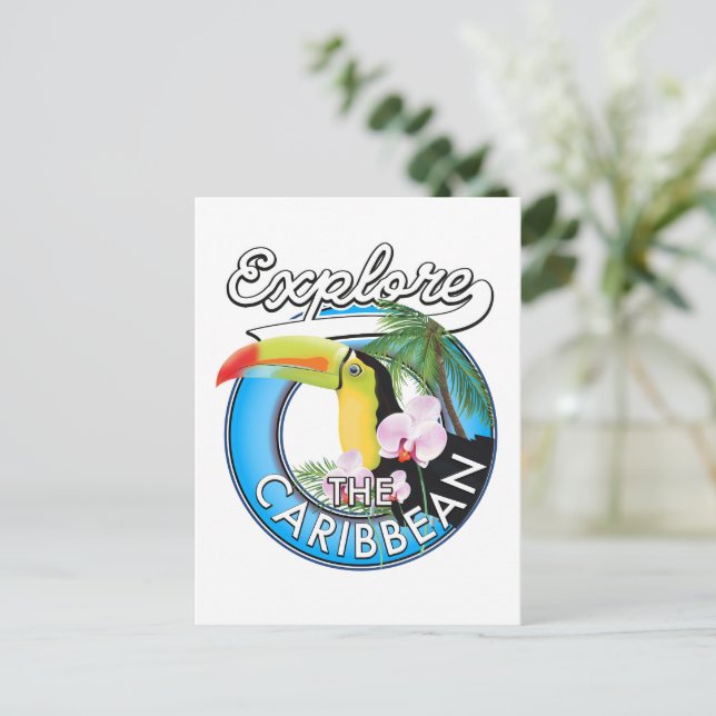 Explore the Caribbean travel patch. Postcard (Standing Front)