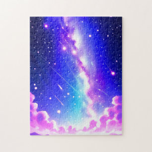 Explore the Cosmos in Pink and Blue space art Jigsaw Puzzle