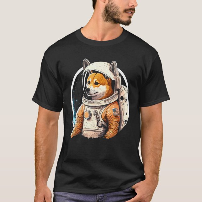 Explore the Cosmos with a Corgi Astronaut T-Shirt (Front)