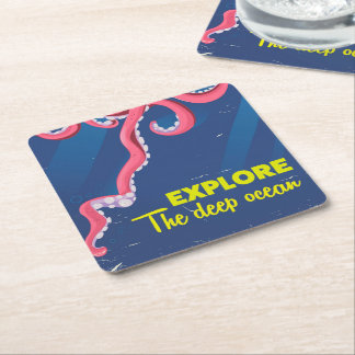Explore the Deep Ocean Square Paper Coaster